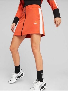 Puma Orange Mini Skirt with White Side Stripes